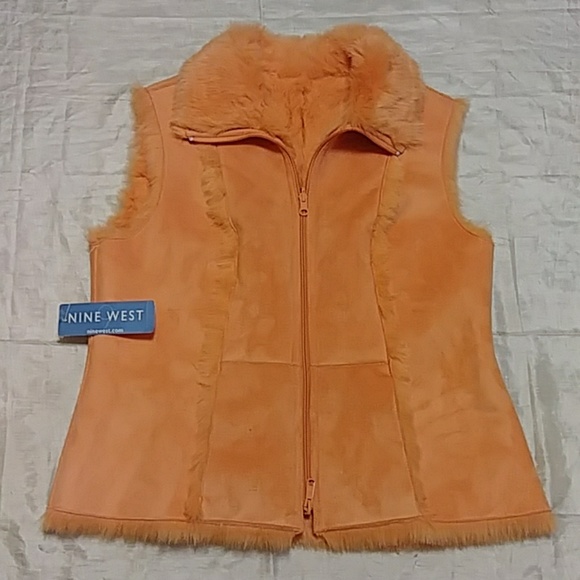 Nine West Reversible Faux Fur Full Zip Vest